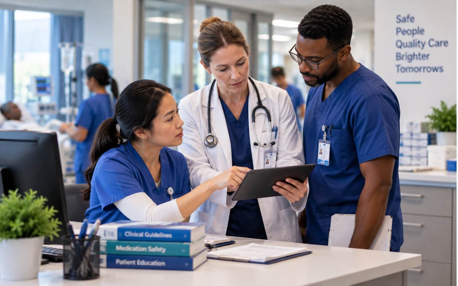 Healthcare professional working in a clinical setting